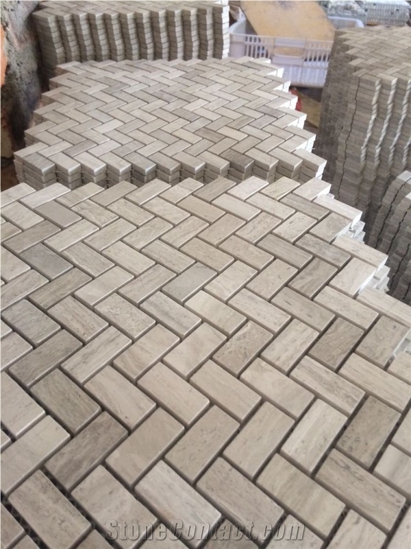 Polished Grey and White Wood Mosaic,Grey and White Wood Mosaic,Marble Mosaic