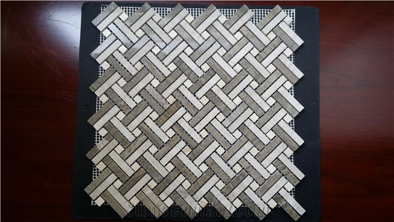 Polished Grey and White Wood Mosaic,Grey and White Wood Mosaic,Marble Mosaic