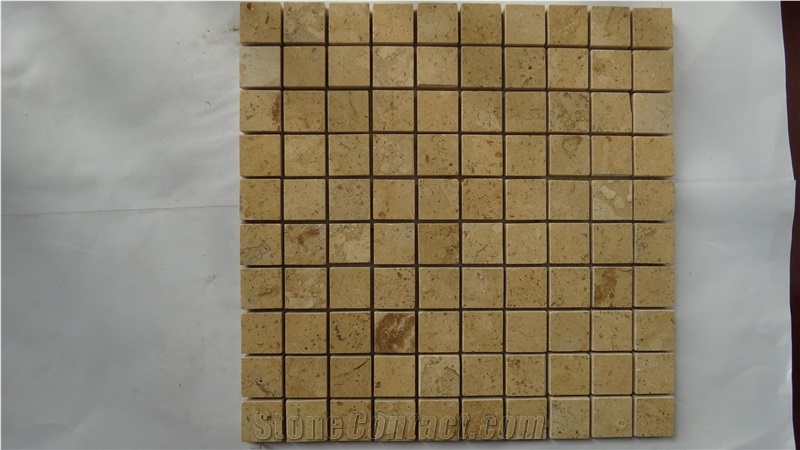 Polished Limestone Mosaic,China Beige Limestone Mosaic