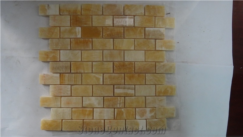 Polished Yellow Onyx Mosaic,China Yellow Onyx Mosaic