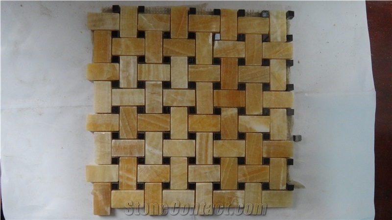 Polished Yellow Onyx Mosaic,China Yellow Onyx Mosaic