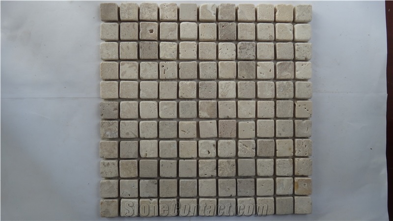 Tumbled Travertine Mosaic,China Beige Travertine Mosaic