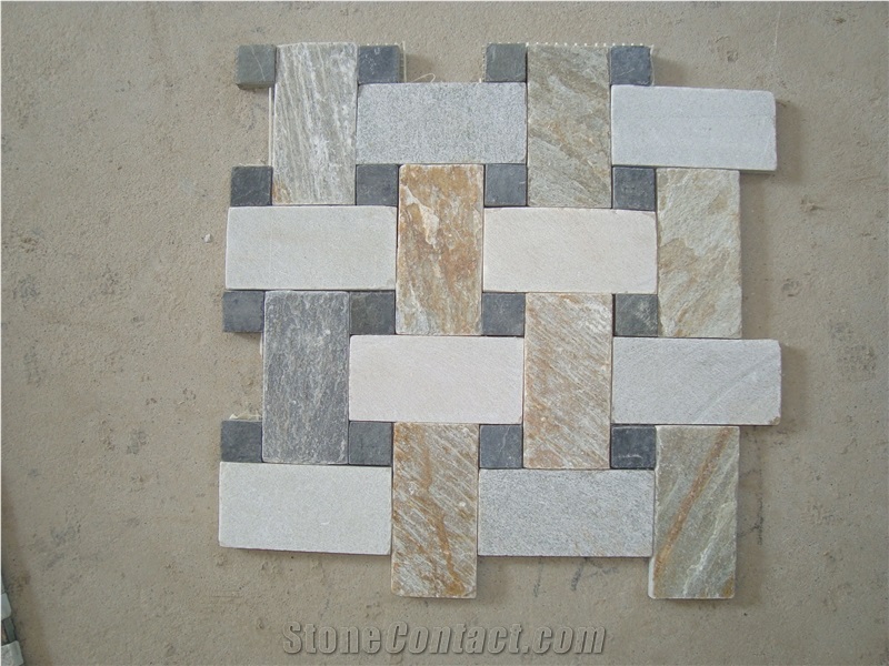 Wooden Yellow and Black Slate Mosaics,Slate Mosaic