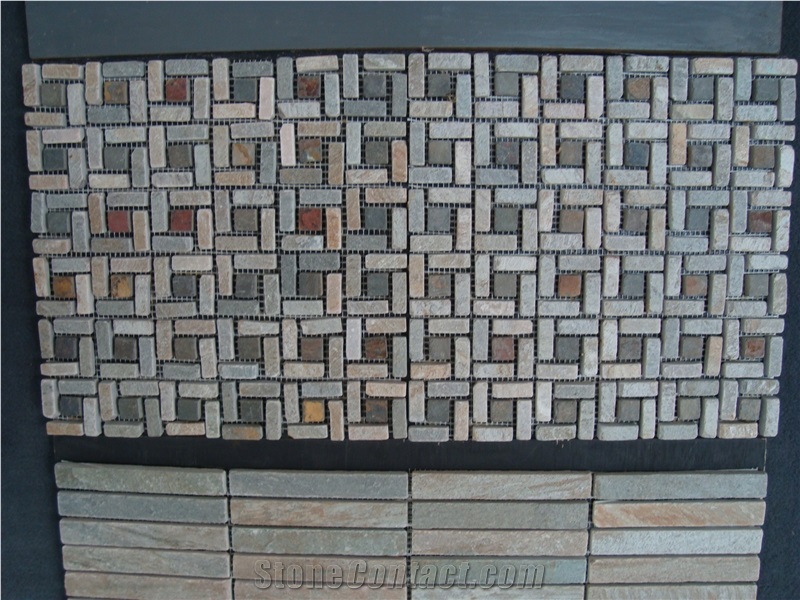 Wooden Yellow and Black Slate Mosaics,Slate Mosaic
