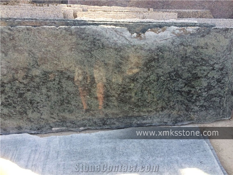 Olive Green Granite Tiles Cut to Size Polished/Flamed Granite - Cross Cut Grain Cut
