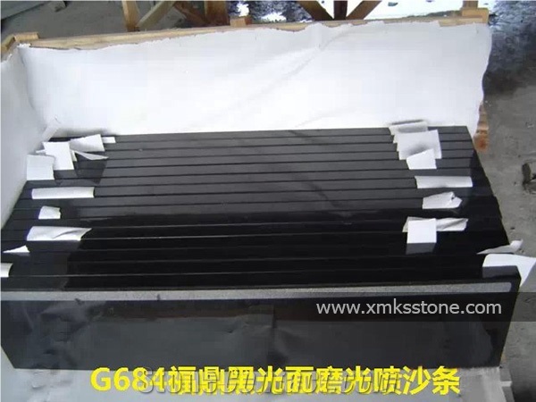 Polished, Flamed G684 Black Basalt Stairs & Steps