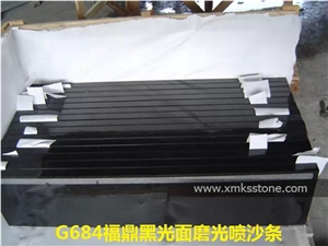 Polished, Flamed G684 Black Basalt Stairs & Steps