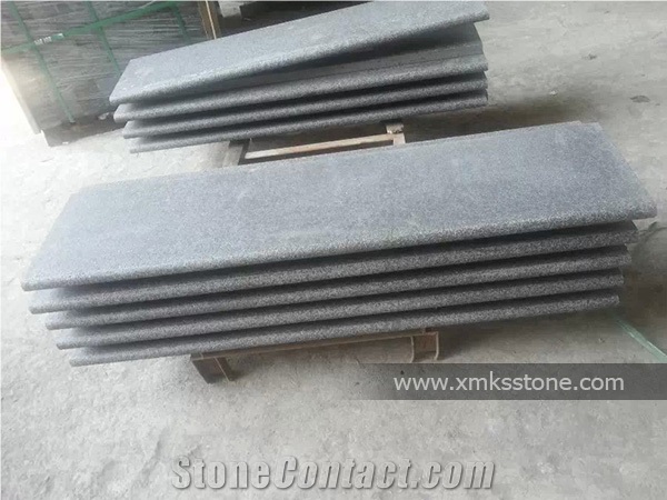 Polished, Flamed G684 Black Basalt Stairs & Steps
