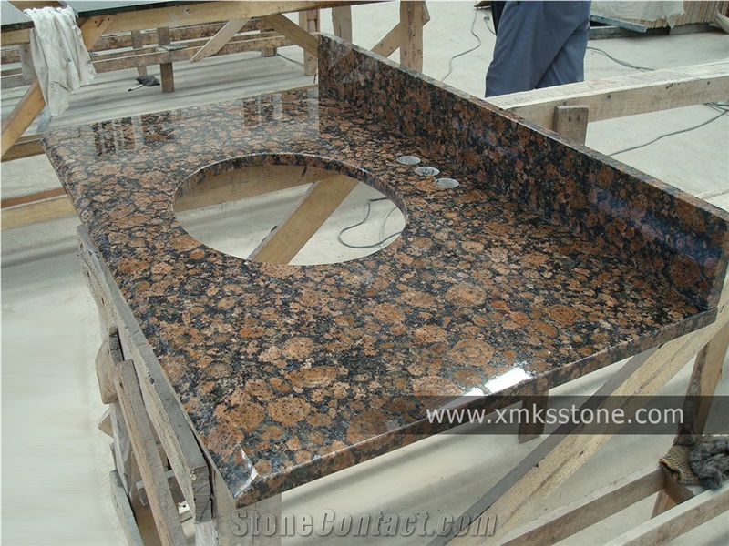 Vt-1001 Baltic Brown Granite Vanity Top, Polished Granite Bath Top Set, for Hotel, for Supermarket