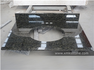 VT-1001 Verde Ubatuba Granite Bathroom Vanity Top, Under Mount Sink Cutting Out, For Hotel, Apartment, Condo, Supermarket