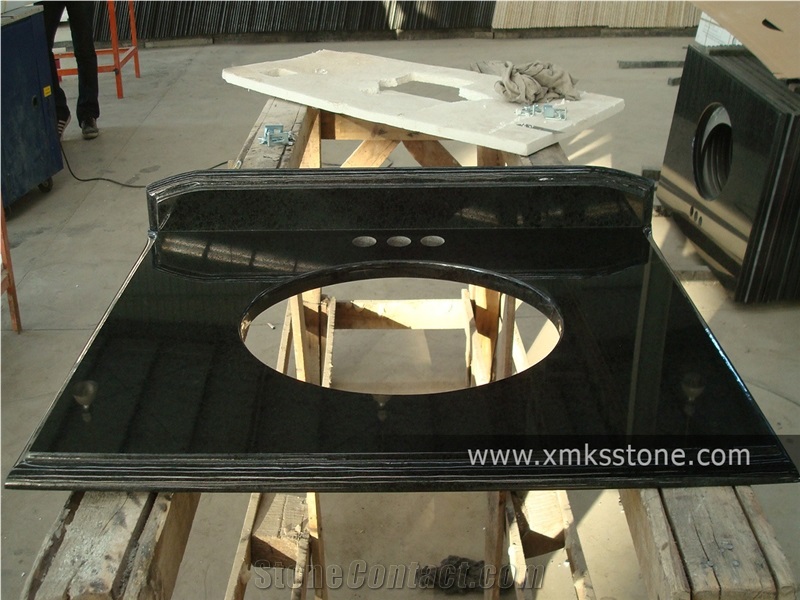 Vt-1001a G684 Black Basalt Bathroom Vanity Top,Under Mount Sink Cutting Out,For Hotel,Apartment,Condo,Supermarket
