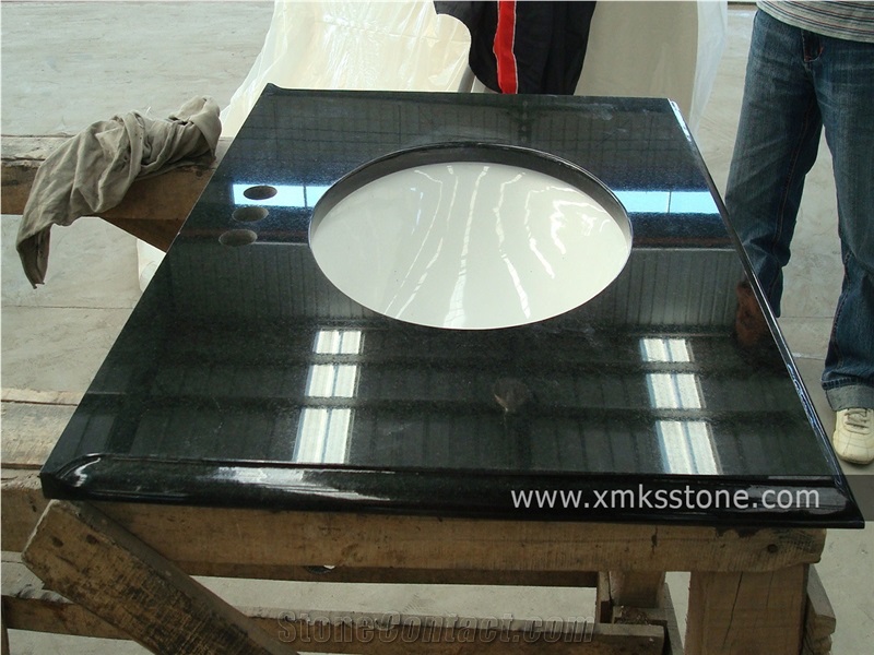 Vt-1001a G684 Black Basalt Bathroom Vanity Top,Under Mount Sink Cutting Out,For Hotel,Apartment,Condo,Supermarket