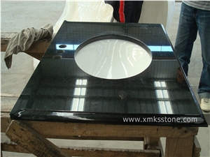 Vt-1001a G684 Black Basalt Bathroom Vanity Top,Under Mount Sink Cutting Out,For Hotel,Apartment,Condo,Supermarket