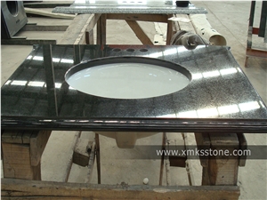 Vt-1001a G684 Black Basalt Bathroom Vanity Top,Under Mount Sink Cutting Out,For Hotel,Apartment,Condo,Supermarket
