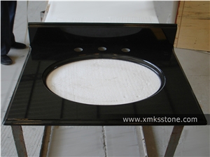 Vt-1001b G684 Black Pearl Black Granite Vanity Top, Polished Granite Bath Top Set for Hotel,Supermarket