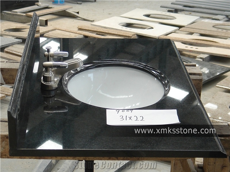 Vt-1001c-S G684 Black Pearl Black Granite Bathroom Vanity Top, with Single/Double Under Mounted Ceramic Sink, for Hotel, Apartment, Condo, Supermarket