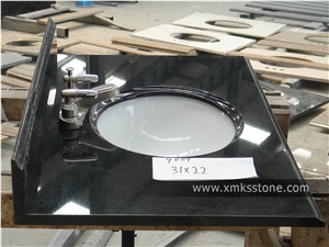 Vt-1001c-S G684 Black Pearl Black Granite Bathroom Vanity Top, with Single/Double Under Mounted Ceramic Sink, for Hotel, Apartment, Condo, Supermarket