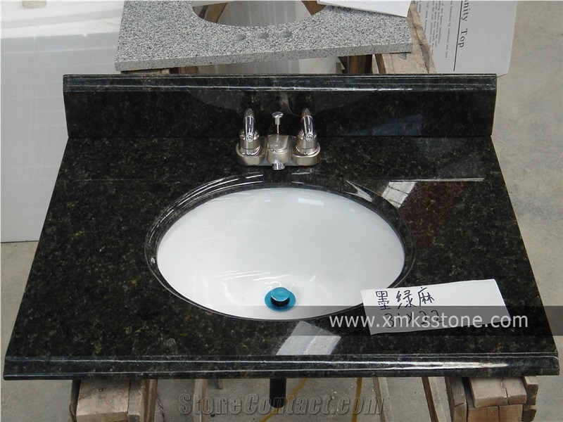 Vt-1001c-S Verde Ubatuba Granite Bathroom Vanity Top Set, with Single/Double Under Mounted Ceramic Sink