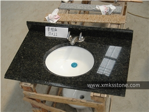 Vt-1001c-S Verde Ubatuba Granite Bathroom Vanity Top Set, with Single/Double Under Mounted Ceramic Sink