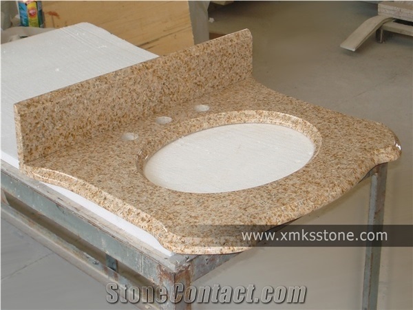 Vt-3001 Classical Series G682 Rusty Yellow Granite Bath Top,Under Mount Sink Cutting Out,For Hotel,Apartment,Condo,Supermarket