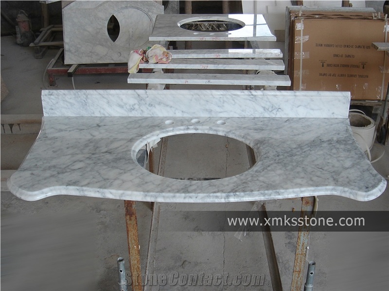 Vt-3004 Classical Series Carrara White Marble Bathroom Vanity Top, Under Mount Sink Cutting Out, for Hotel, Apartment, Condo, Supermarket
