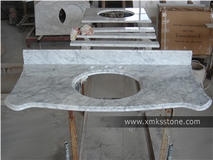 Vt-3004 Classical Series Carrara White Marble Bathroom Vanity Top, Under Mount Sink Cutting Out, for Hotel, Apartment, Condo, Supermarket Vt-3004 Classical Series Carrara White Marble Bathroom Vanity Top, Under Mount Sink Cutting Out, for Hotel, Apartment, Condo, Supermarket