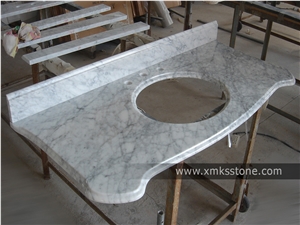 Vt-3004 Classical Series Carrara White Marble Bathroom Vanity Top, Under Mount Sink Cutting Out, for Hotel, Apartment, Condo, Supermarket