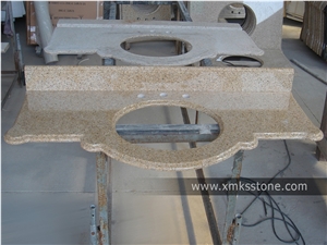 VT-3005 Classical Series G682 Rust Yellow Granite Bathroom Vanity Top, Under Mount Sink Cutting Out, For Hotel, Apartment, Condo, Supermarket