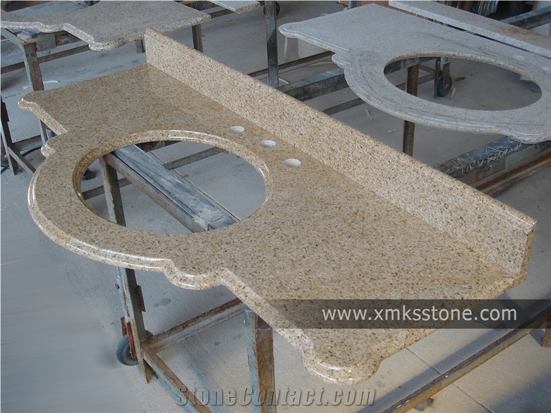 VT-3005 Classical Series G682 Rust Yellow Granite Bathroom Vanity Top, Under Mount Sink Cutting Out, For Hotel, Apartment, Condo, Supermarket