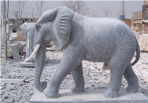 Elephant Chinese Grey Granite Sculpture & Statue