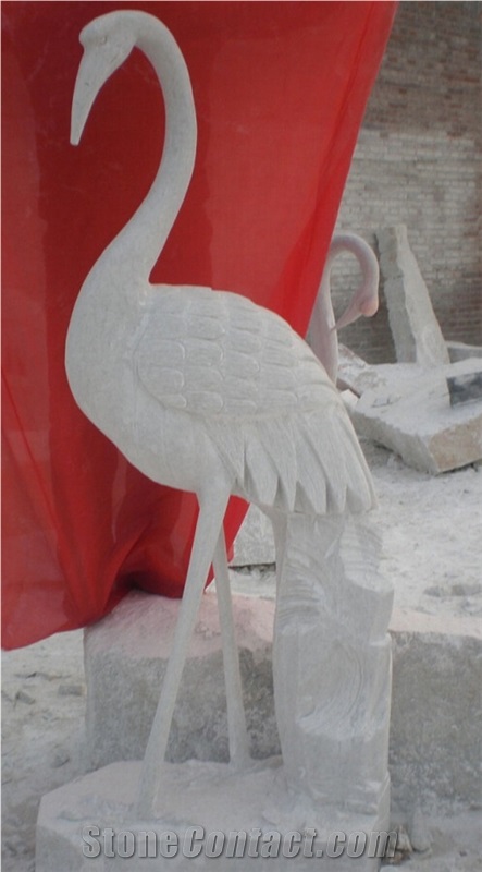 White Crane Chinese White Marble Animal Sculpture & Statue