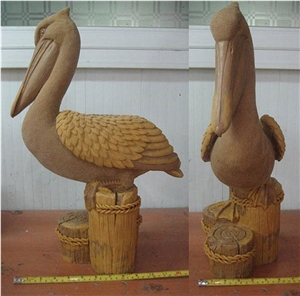 Yellow Pelican Chinese Granite Sculpture & Statue