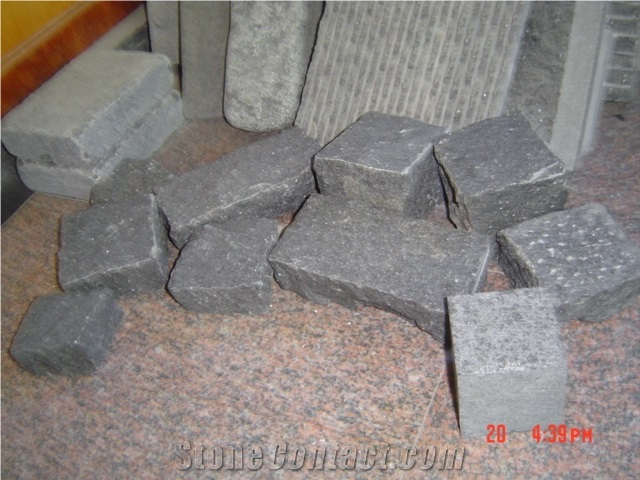 G684 Black Basalt Paving Stone,Split Finished Cube Stone & Pavers