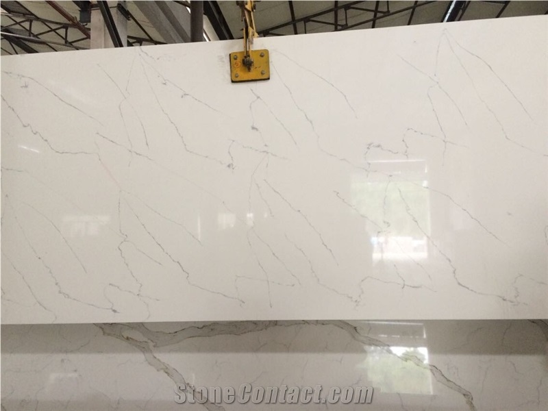 Venatino Quartz Stone Tiles & Slabs,Manmade Crystalized Stone,Pure White Marble