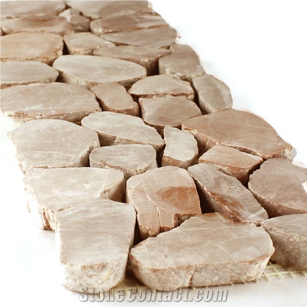 Aegean Brown Marble Chipped Marble Mosaic Border