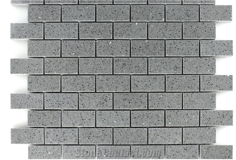 Resin Quartz Mosaic Stone Tile Grey