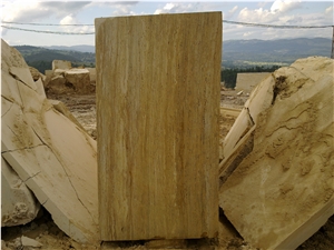 Yellow Brown Travertine Block, Turkey Yellow Travertine