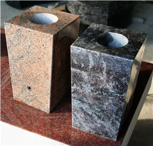 Bahama Blue Granite Polished Square Monumental Vases