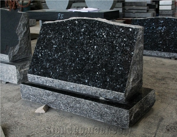 Blue Pearl Granite Polished Monumental Slant Marker Tombstone