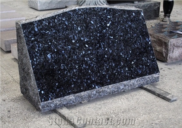 Blue Pearl Granite Polished Monumental Slant Marker Tombstone