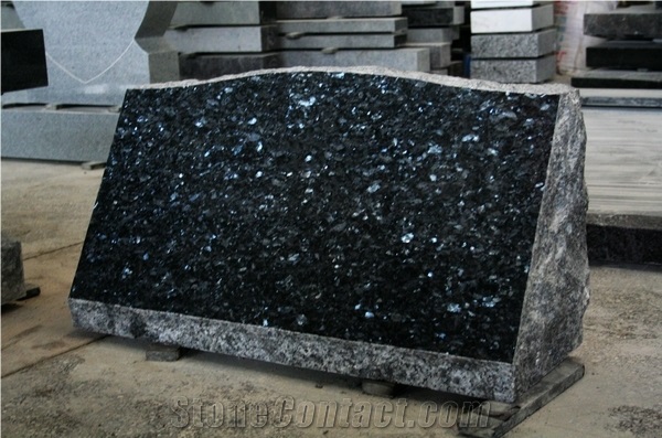 Blue Pearl Granite Polished Monumental Slant Marker Tombstone