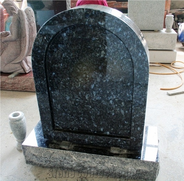 Blue Pearl Polished Upright Tombstone & Monument