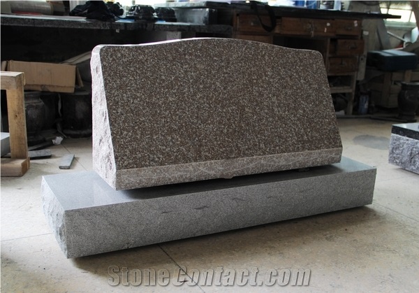 Chandler Pink G663 Polished Cemetery Slant Marker Tombstone