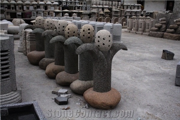 China Granite Garden Flower Shape Lantern, G682 Yellow Granite Lanterns