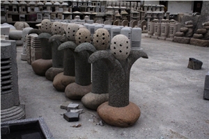 China Granite Garden Flower Shape Lantern, G682 Yellow Granite Lanterns