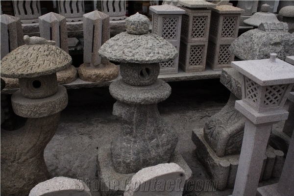 China Grey Granite Garden Lantern Carving, G654 Black Granite Garden Lanterns
