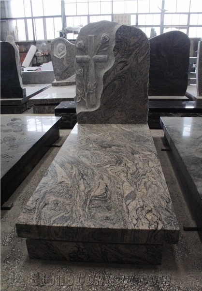 China Juparana Granite Polished European Style Tombstone & Monument
