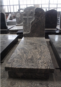 China Juparana Granite Polished European Style Tombstone & Monument