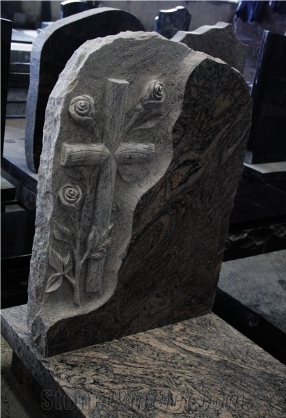 China Juparana Granite Polished European Style Tombstone & Monument