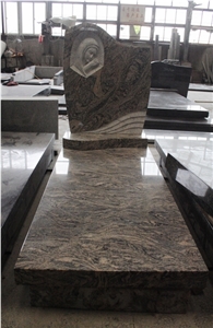 China Juparana Granite Polished European Style Tombstone & Monument